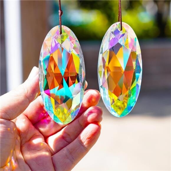 2PCS 89mm/3.5inch Suncatcher Crystal Prism Pendant - Picture 1 of 14